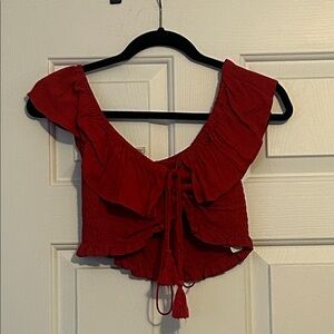 Forever 21 Red Ruffled Blouse